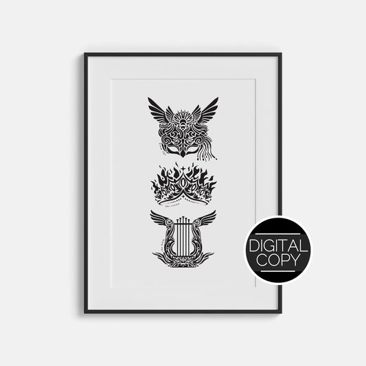 Dread Trove Mask, Crown, and Harp Digital Print Bundle | ACOTAR