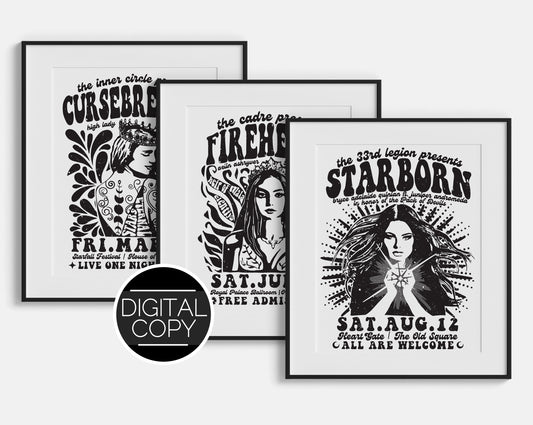 Retro Band Poster Digital Print Bundle | ACOTAR | Crescent City | Throne of Glass
