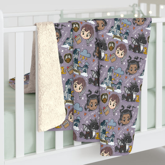Fourth Wing Chibi Sherpa Fleece Blanket | Fourth Wing