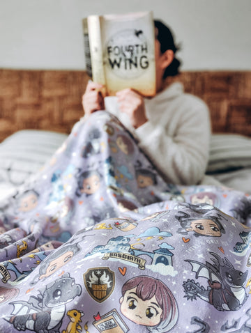 Fourth Wing Chibi Sherpa Fleece Blanket | Fourth Wing