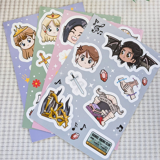 Maas Chibi Kiss Cut Sticker Sheets | ACOTAR | Throne of Glass | Crescent City | SJM