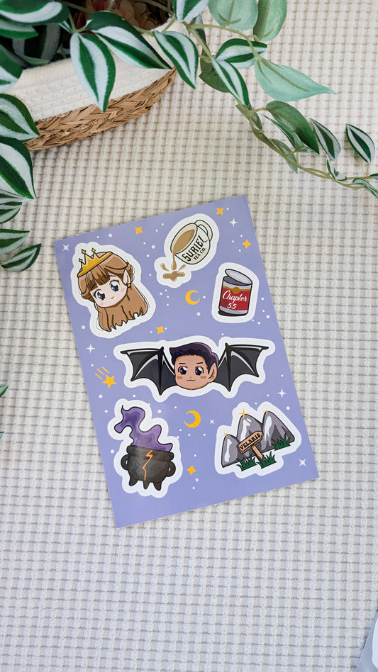 Maas Chibi Kiss Cut Sticker Sheets | ACOTAR | Throne of Glass | Crescent City | SJM