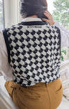 Bookish Houndstooth Knit Sweater Vest [Black]