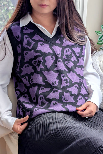Ghost Stories Knit Sweater Vest [Purple]