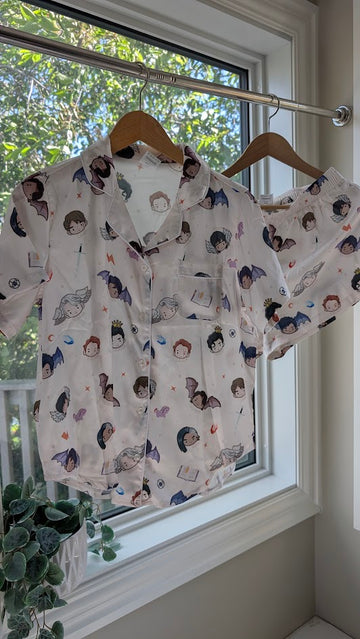 Sample Sale: Cream/White SJM Boyfriends SHORT PJ Set