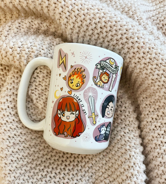 Bryce and Ruhn Chibi Style Mug | Crescent City