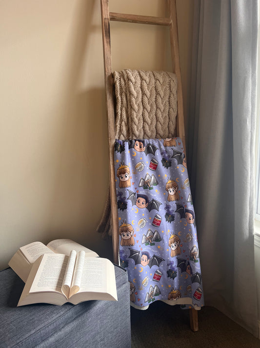 Feyre and Rhysand Chibi Style Sherpa Fleece Blanket | ACOTAR