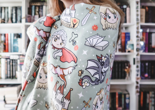 Aelin and Manon Chibi Style Sherpa Fleece Blanket | Throne of Glass