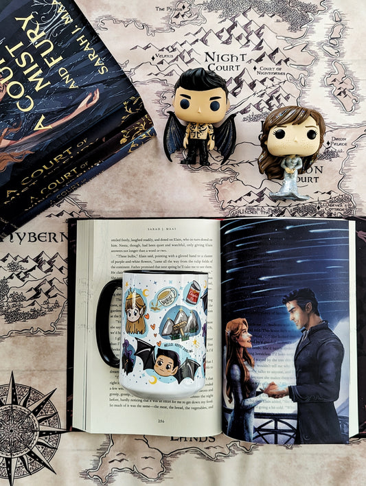 Feyre and Rhysand Chibi Style Mug | ACOTAR