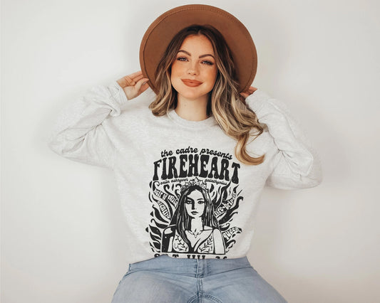 Fireheart Vintage Concert Sweatshirt (B&W) | Throne Of Glass