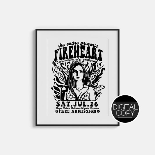 Fireheart Retro Band Poster Digital Print | Throne of Glass