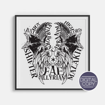 Anatomy of Maas Wings Digital Print | Throne of Glass | ACOTAR | Crescent City | SJM