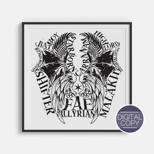 Anatomy of Maas Wings Digital Print | Throne of Glass | ACOTAR | Crescent City | SJM